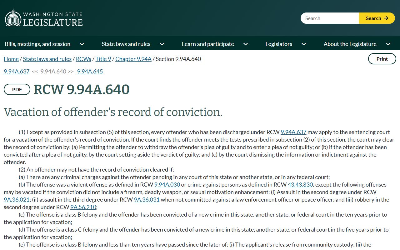 Snohomish County arrest records and felony conviction vacation statute