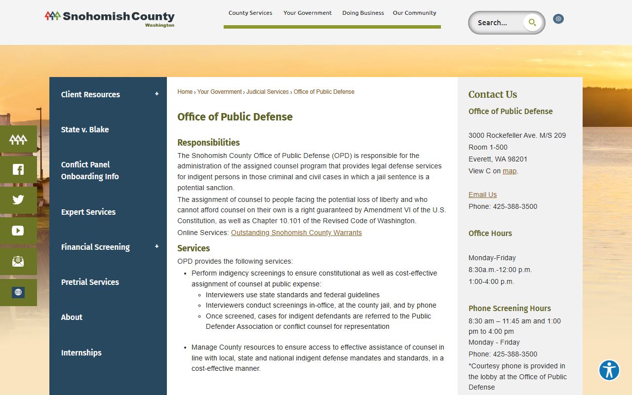 Snohomish County arrest records and the Office of Public Defense