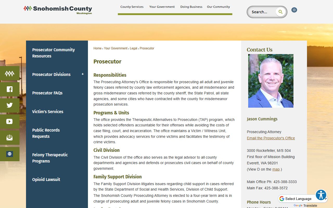 Snohomish County arrest records and the Prosecuting Attorney office