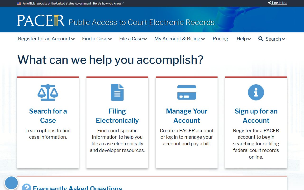 PACER federal court records portal used for Snohomish County federal cases