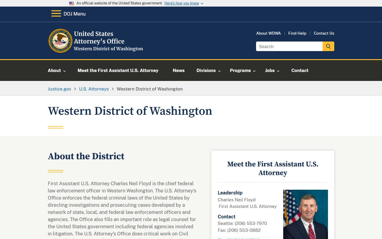 U.S. Attorney Western District of Washington page tied to Snohomish County federal court records