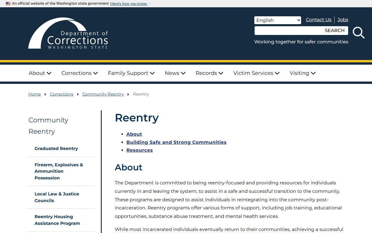 Washington DOC reentry resources for released Snohomish County inmates